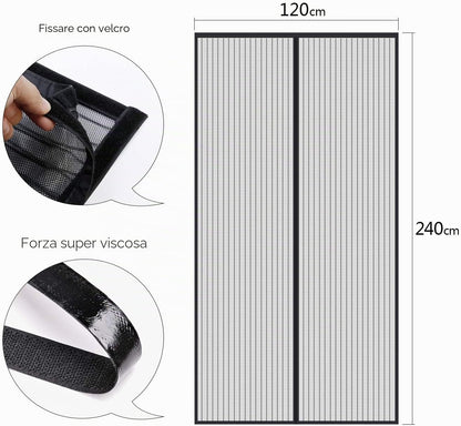 MYCARBON Zanzariera Magnetica 120x240cm Zanzariera Porta Finestra a Calamita Resistente Traspirante Tenda Anti Mosche, Nero