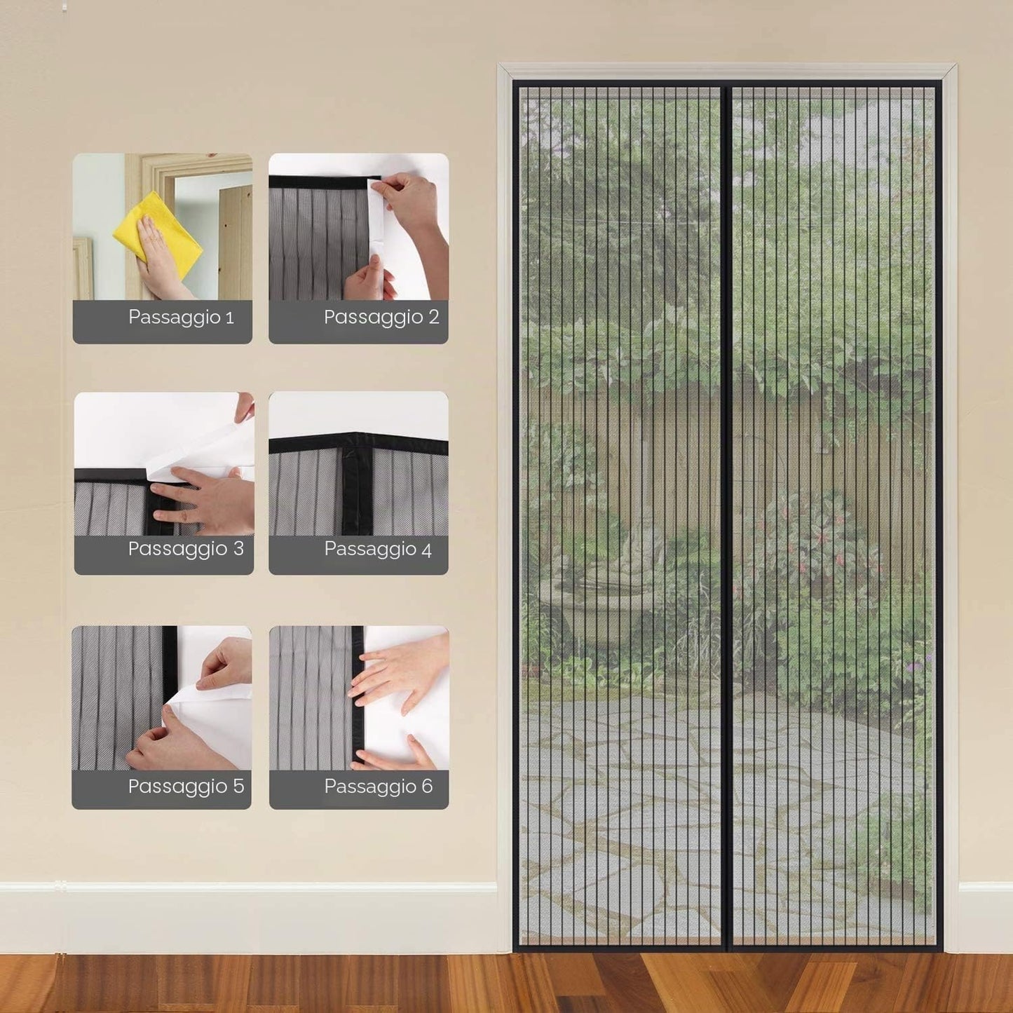 MYCARBON Zanzariera Magnetica 120x240cm Zanzariera Porta Finestra a Calamita Resistente Traspirante Tenda Anti Mosche, Nero