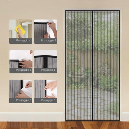 MYCARBON Zanzariera Magnetica 120x240cm Zanzariera Porta Finestra a Calamita Resistente Traspirante Tenda Anti Mosche, Nero