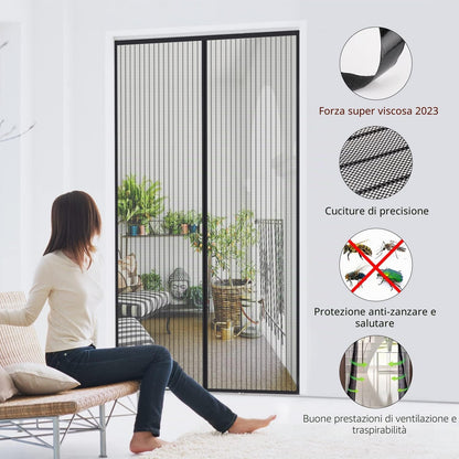 MYCARBON Zanzariera Magnetica 120x240cm Zanzariera Porta Finestra a Calamita Resistente Traspirante Tenda Anti Mosche, Nero